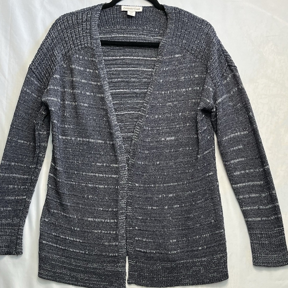 Coldwater Creek Women's Cardigan Sweater Navy Size M Open Front